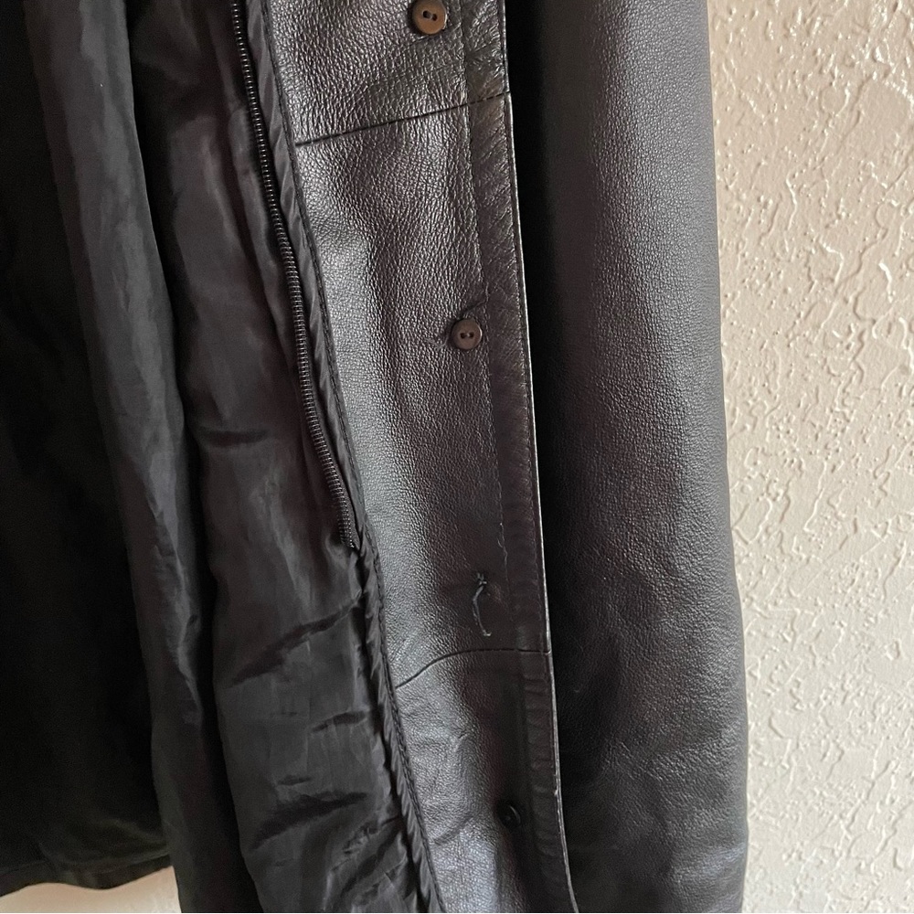 Vintage Sergio Vadducci leather trench coat jacket black, XL - Picture 8 of 13